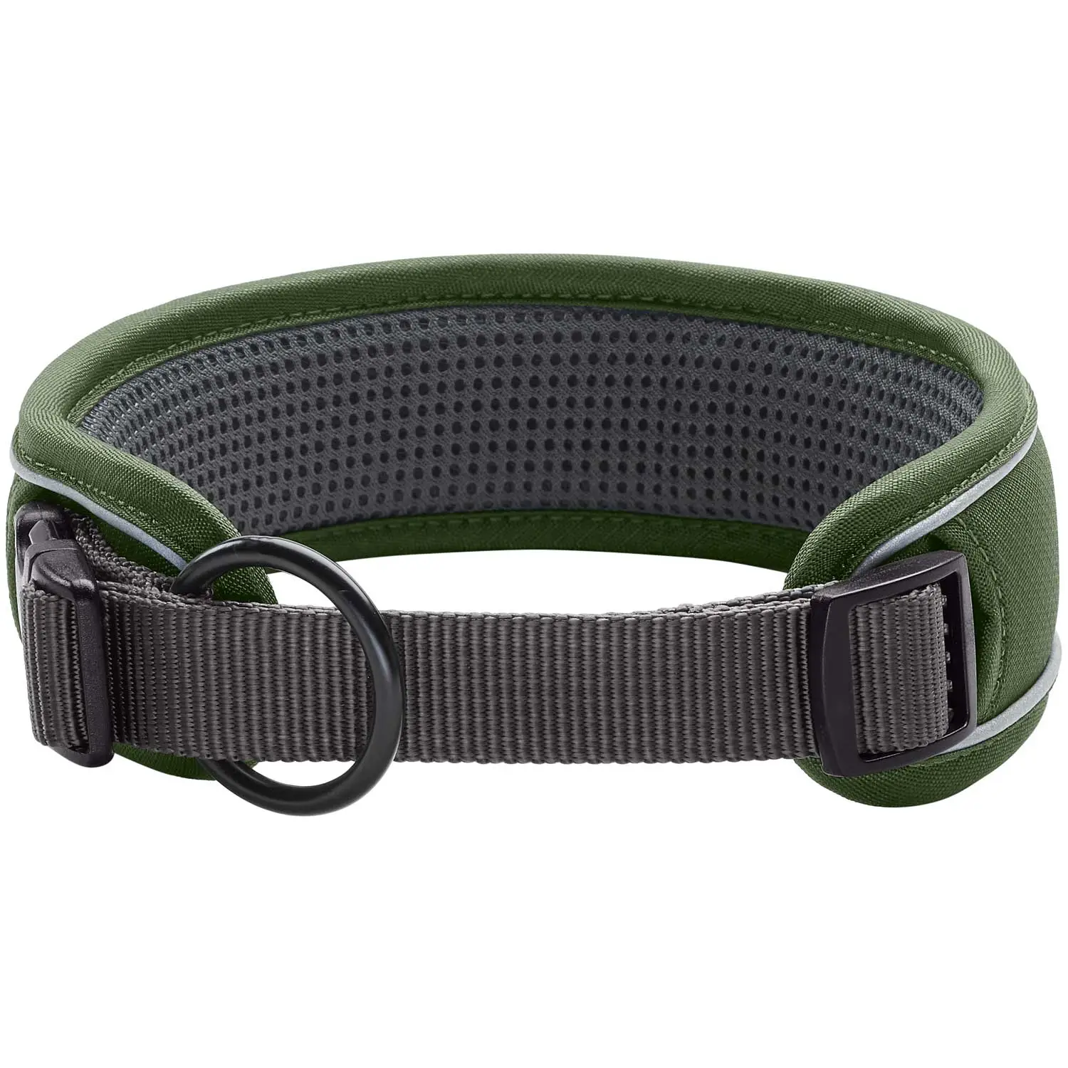 Hunter Halsbånd Divo XL Grøn/Grå - justerbart hundehalsbånd (55-65 cm, B 5,5 cm)